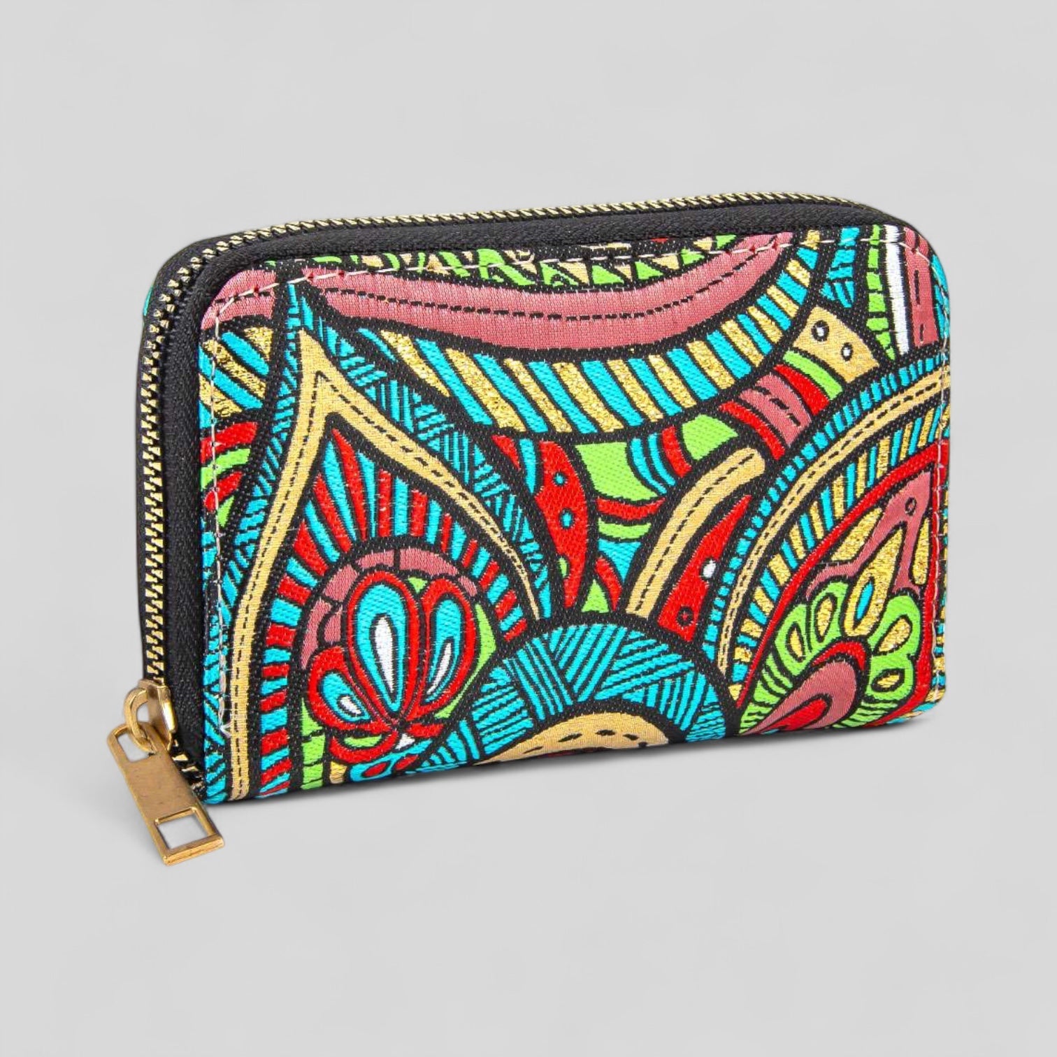 Turkish Woven Zipper Wallet Multicolor Floral Patterned - Rosetta Creative Boutique